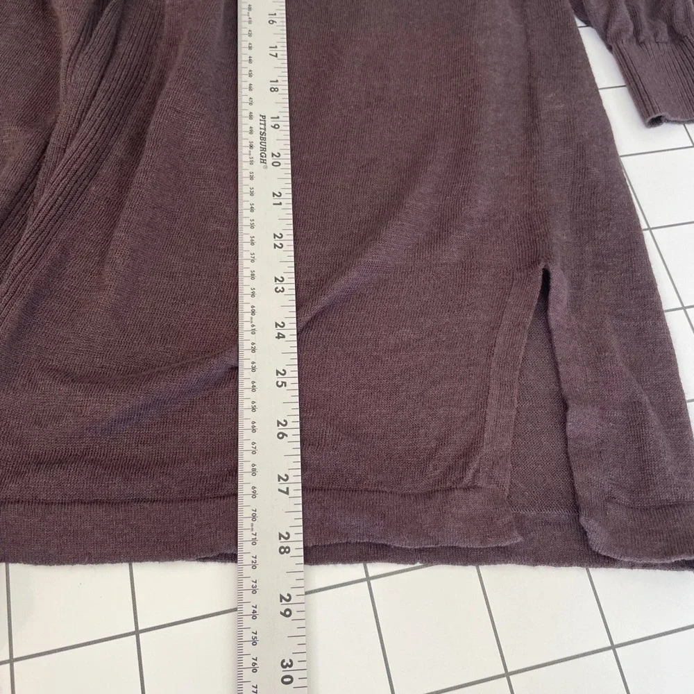 Muji Linen Blend Cardigan Sweater M L Dark Brown Chocolate Open Front Layer Top - Picture 8 of 8